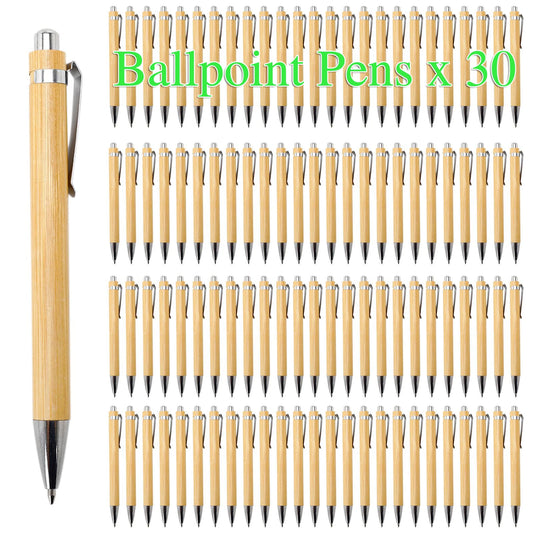 30 Stück Kugelschreiber aus Bambusholz, 1,0 mm Spitze, für Büro, Schule, Schreibwaren, Business, Unterschrift, Kugelschreiber, Bambusstift.