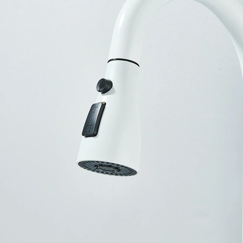 Multifunktionaler digitaler fliegender Regenhahn, weiß, doppelter Wasserfall, Edelstahl-Waschbecken, Küchenspüle, geprägt, großer Einzelschlitz