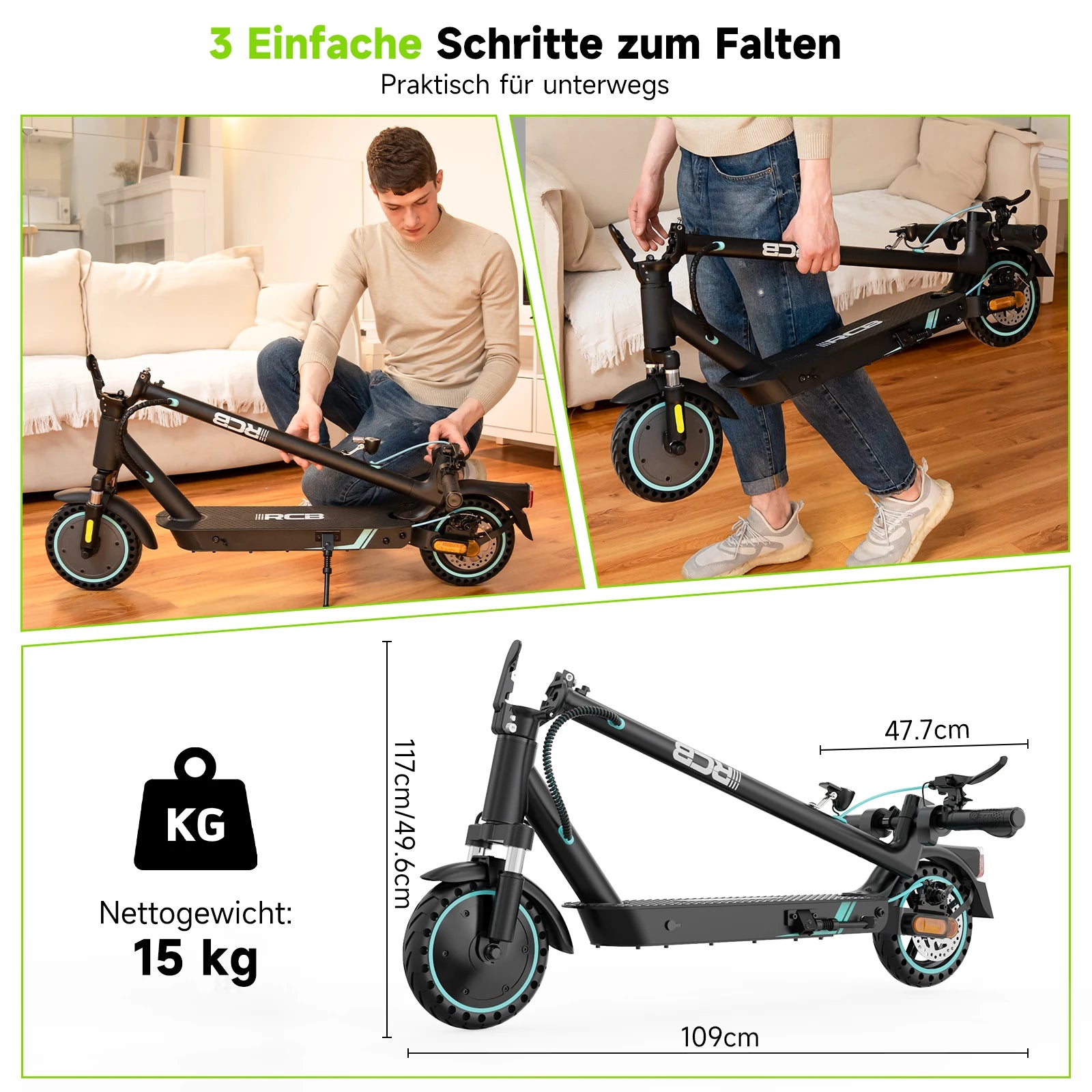 RCB EV85F (ABE) Adult EScooter 400W Motor Foldable E-Scooter 36V 7.8AH 8.5” Road Tire Commuting Electric Scooter.