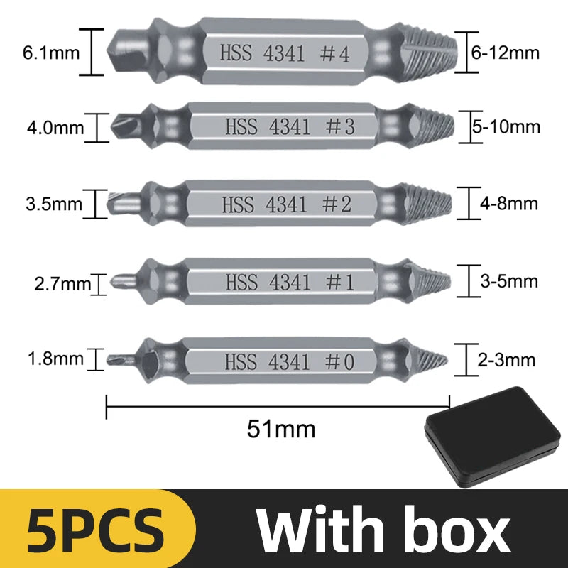 TOOLEYE Beschädigte Schraube Extractor Set Zentrum Bohrer Set Holzbearbeitung Werkzeuge Gebrochene Bolzen Extractor Schrauben Schrauben Entferner Extractor