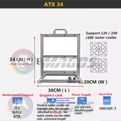 Open PC Case Frame Rack ITX MATX ATX EATX Gamers Cabinet DIY Water Cooler Desktop PC Creative Gabinete Gaming Chassis MOD