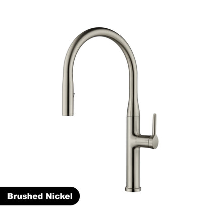 Luxury Brushed Gold Brass Pull Out Kitchen Faucet with Ceramic Cartridge Hot Cold Water Sink Tap Modern High End Sprayer Durable