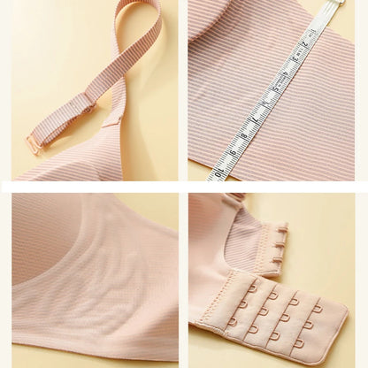Stripe Color Contrast Soft Support Seamless Women Underwear Semifixed Cup Pad No Steel Ring Adjustable straps Gathered Woman Bra.