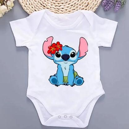 Sommer-Babykleidung mit Kawaii-Stich-Aufdruck, 100 % Baumwolle, Neugeborenen-Bodys und Einteiler für Jungen und Mädchen.