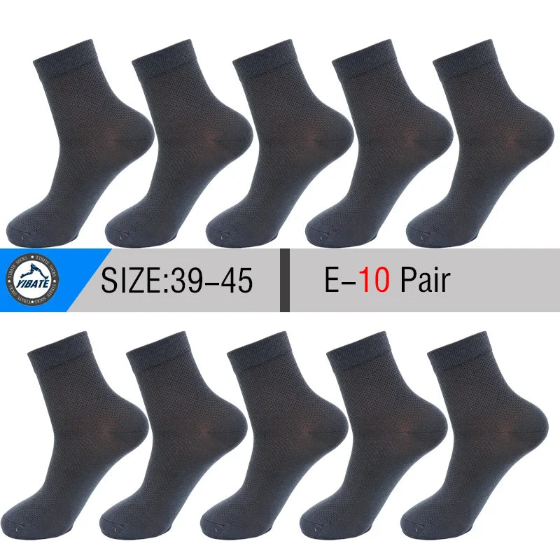 10 Pair Men's Summer Mesh Bamboo Fiber Socks Fashionable Breathable Business Socks Suitable For Sweaty Feet Casual Socks