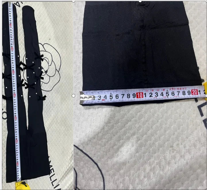 Sweet Pure Desire Butterfly Knot Stockings Pearl Pantyhose Women's Ultra Thin Any Cut Anti Snag Long Tube Socks.