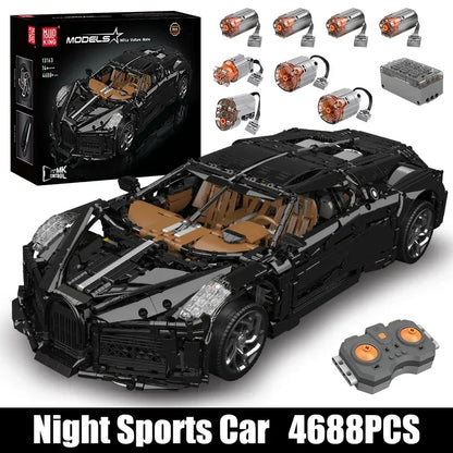 Mould King 13163 Technical Car Building Block The Remote Control La Voiture Noire Sport Car Model Toys Kids Christmas Gifts.