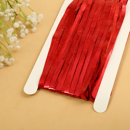 Günstig als Party, Metallic-Lametta-Folie, Fransenvorhänge, Hintergrund für Geburtstag, Silvester, Party, Foto, Hochzeit, Dekoration