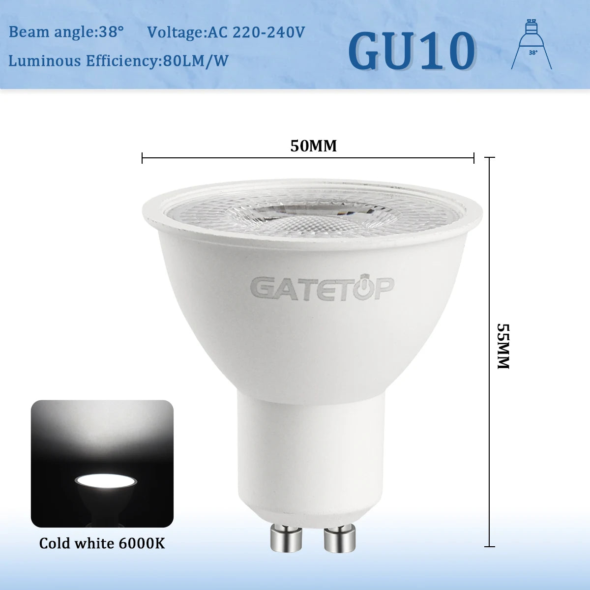 4–20 Stück GU10 LED-Strahlerlampe, dimmbar, warm, kalt, weißes Licht, 120 °   38 °   3000K 4000K 6000K für das Home-Schlafzimmer derec Einbauleuchte