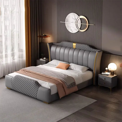 Luxuriöses Doppelbett mit Rahmen, 200 x 200 cm, King-Size-Bett, beleuchtet, 180 x 200, Queen-Size-Bett, luxuriöses, modernes, voll beleuchtetes 2-Personen-Schlafzimmer-Wohnmöbel