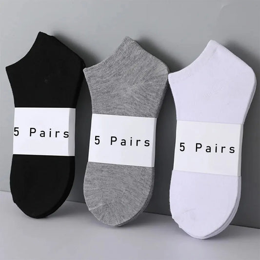 5 Pairs of Women's/men's Boat Socks Invisible Low Cut Anti Slip Summer No Show Ankle Socks Solid Color Casual Breathable.