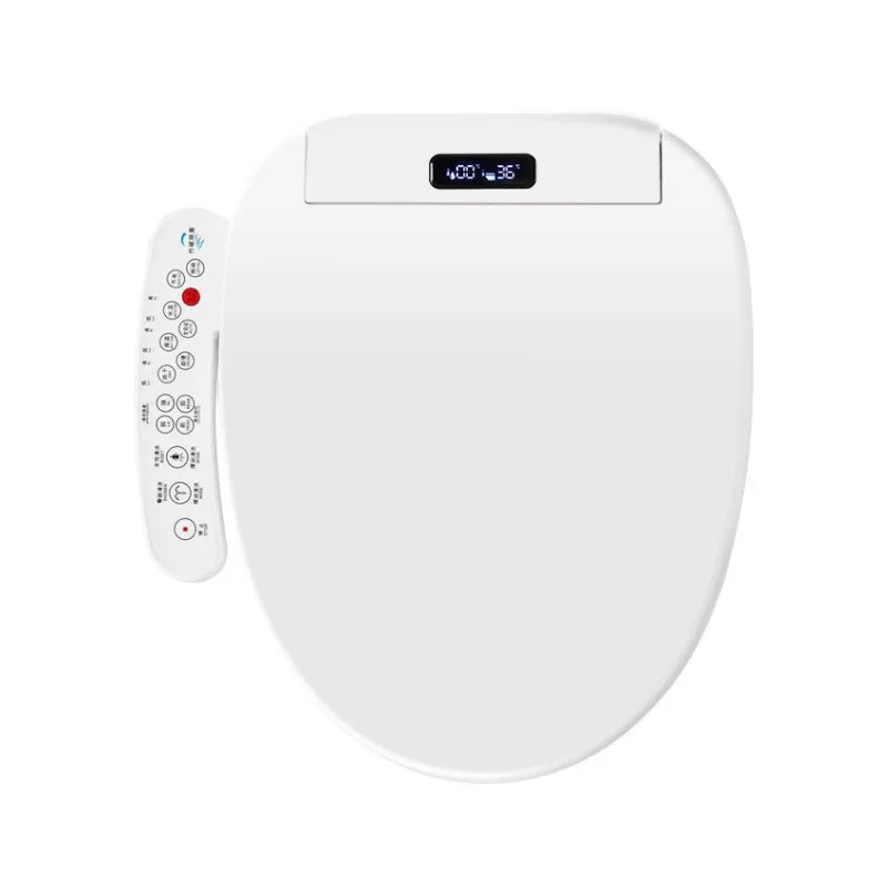Intelligenter, länglicher Toilettensitzbezug – beheizt, wassersparend, automatische Reinigungsdüse, langsam schließend, trocken, LED-Licht für modernes Badezimmer