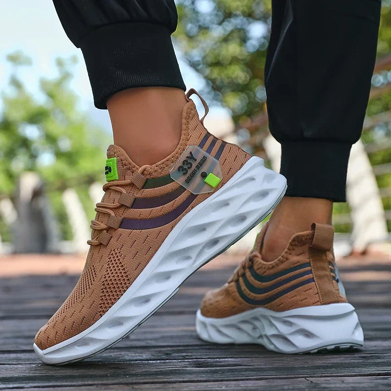 Men's Summer Breathable Mesh Shoes Lightweight Non Slip Knit Running Sneakers Trendy Aesthetic Focused Jogging Basketball Shoes.