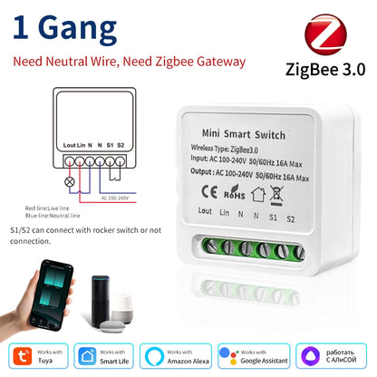 1/2/3 Gang Tuya Smart Licht Schalter Modul Zigbee 3,0 Smart Leben für Alexa Google Home Yandex DIY remote Breaker Verzögerung 100-240V.