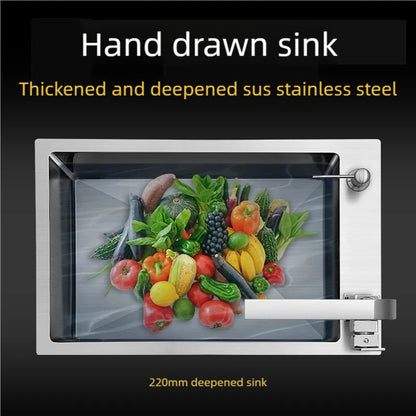 Kitchen Sink Stainless Steel Transversal Side Loading Side Holes Cafeteria Dish and Wash Vegetable Basin Large Size Single Slot