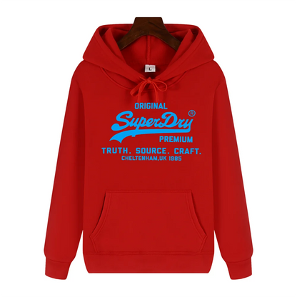SUPERDRY Brand Men's Autumn and Winter Fashion Casual Hooded Sweatshirt Street Hip-hop Retro Sweatshirt Sports Men's Hoodie.