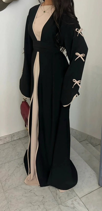 Eid Bow Abaya Women Cardigan Dress Muslim Party Caftan Robe Jalabiya Morocco Dubai Kaftan Islam Vestidos Largos Ramadan 2025.