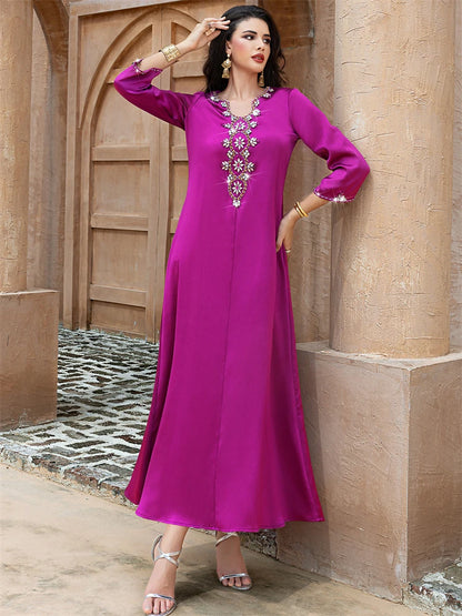 Ramadan Purple Abaya Damen Dubai Arabic Islam Prayer Clothes Muslim African Dresses For Women Kebaya Kaftan Robe Musulmane Femme.