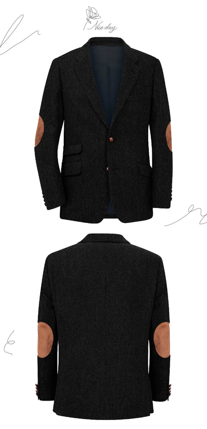 Men's Blazer Herringbone Single Breasted Casual Elegant Man Suit Jackets Coat Men's Stage Clothing Clothing-for-men Male Clothes.