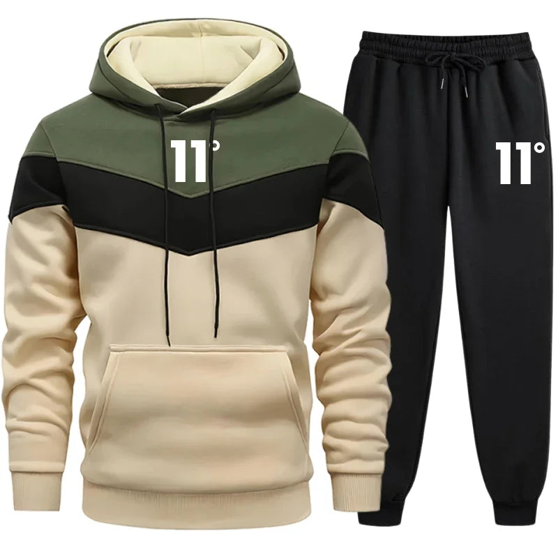 2025 herbst Winter Fleece Dicke Warme Männer der Trainingsanzug Hoodies + Hosen 2Pcs Sets Anzug Sportswear Trend Mode Hip hop Männer Kleidung.