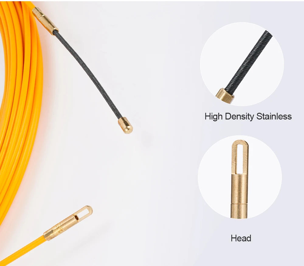 3mm 5M-50M Fiberglass Cable Puller Electrician Tape Conduit Ducting Wall Wire Threader Fish Guide Electrician Pushing Tape.