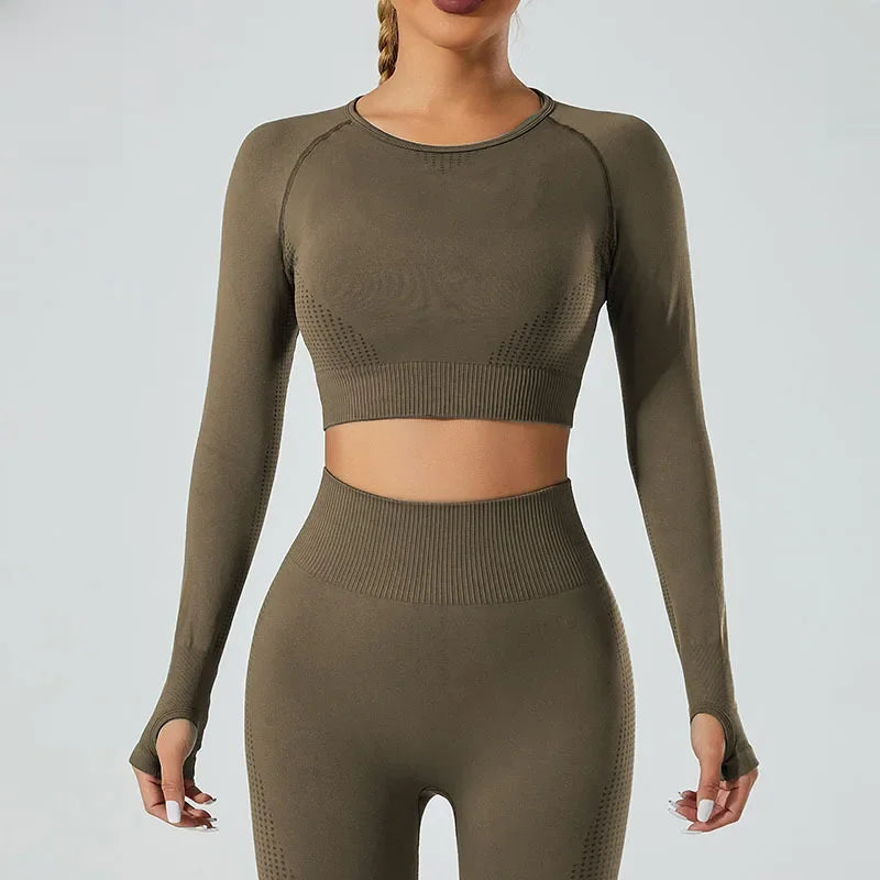 In-stock Women's Yoga Suit Five-piece Set Seamless Fitness Wear For Running Sports Top Leggings From Mainland China