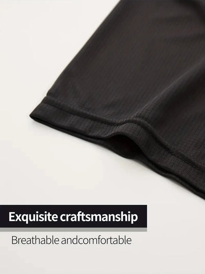 Round Neck T-Shirt 7-Piece Black Ultra-Light Men's Quick-Drying Breathable Sweat-Absorbent Shirt Suitable for Fitness Gym and Ru.