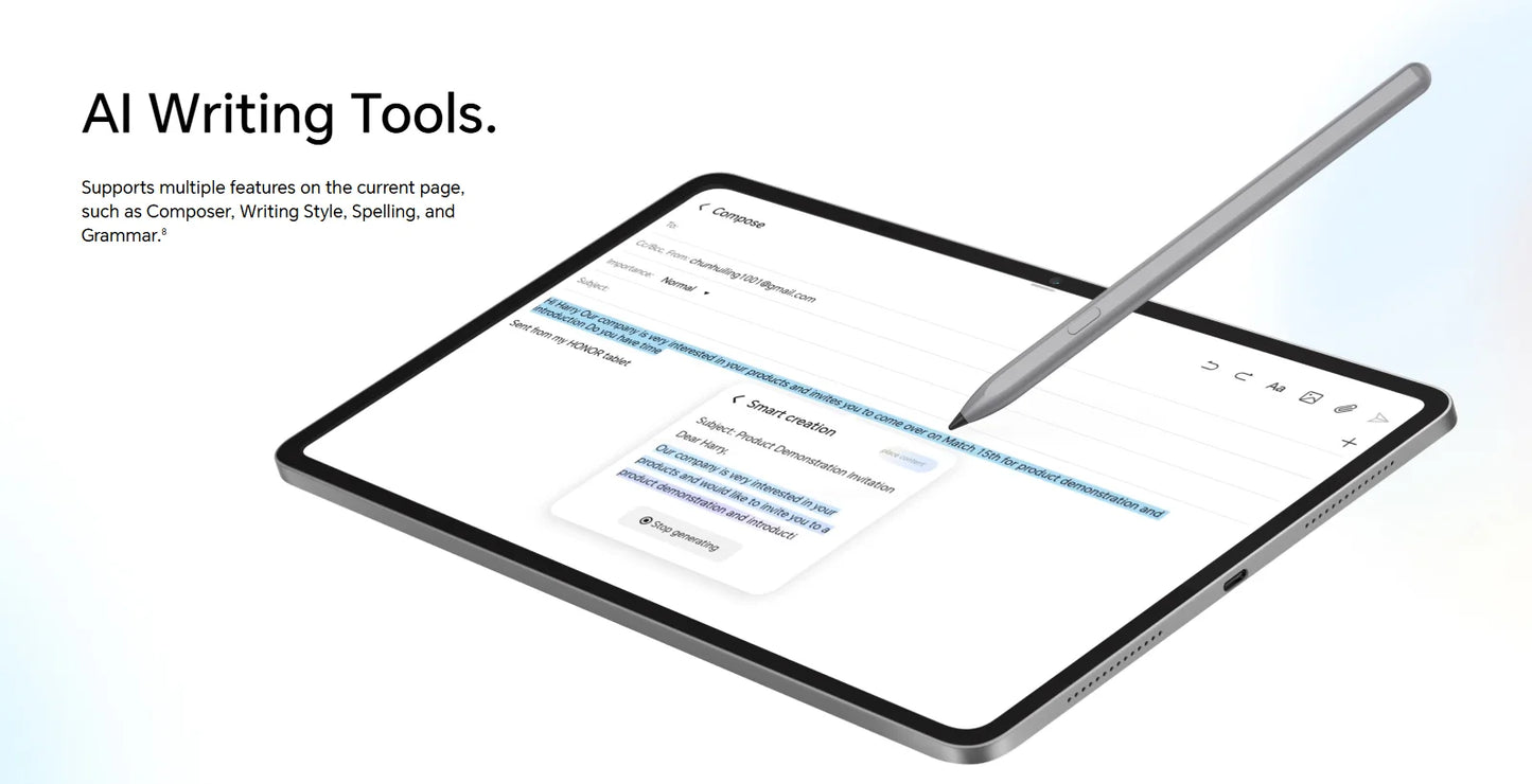 HONOR Pad 10 Tablet 8GB+256GB,12.1-inch 120Hz 2.5K(2560*1600) Display,Snapdragon 7 Gen 3 10100mAh Battery,MagicOS 9.0 (Android 15),8MP camera,WIFI 6,Bluetooth 5.3