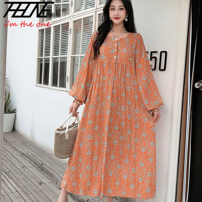 Kleid Frauen Kleidung plus Größe Frühling Sommer böhmischen Strand koreanischen Stil Blumen Vintage Vestidos Robe lose Kleider übergroß.