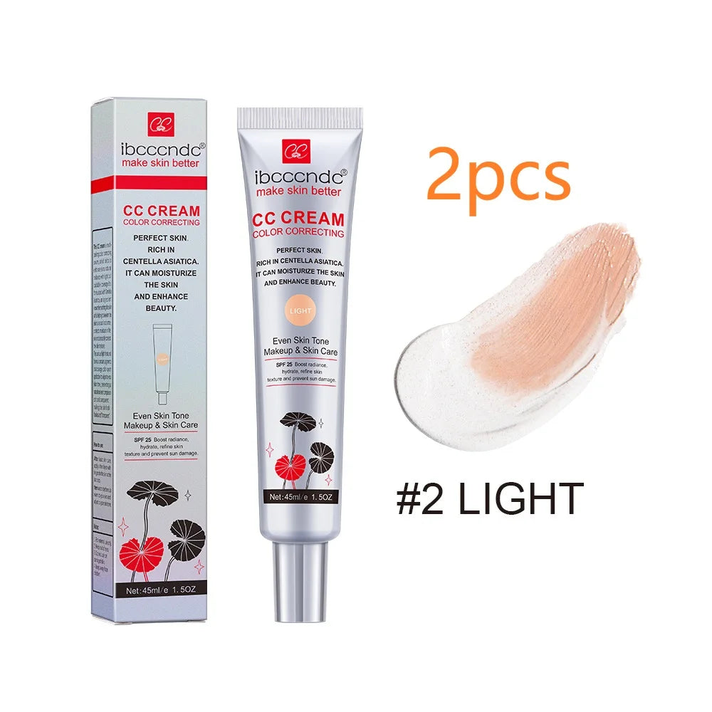 45ml Color Correcting CC Cream Facial Centella Asiatica Repair BB Cream Natural Concealer Whitening Liquid Foundation Cosmetics.