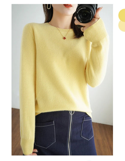 Herbst und Winter Kaschmirpullover Damen Rundhalspullover lässig gestrickt Top Damen kurze Unterwolle Mode 18 Farben