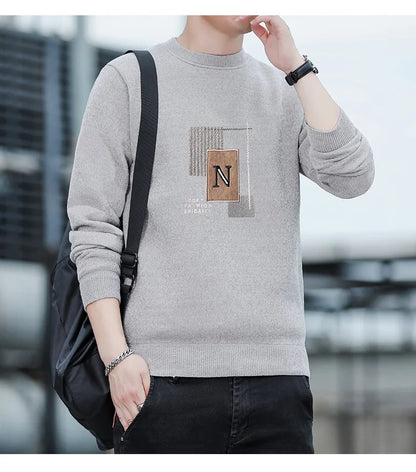 Men's Fleece Lined Pullovers Fashion Sweaters Autumn Winter Jumpers Fashion New Jersey Men's Clothes.