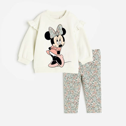 2Pcs Baby Girl Clothes Set For 0-4Y Minnie Casual Girls Sweatshirts + Leggings Spring Autumn Toddler Baby Girl Outfits.