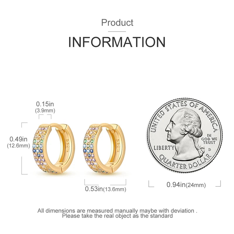 925 Sterling Silver Gold Color Circular Hoop Earrings Golden Earring Fit Original Charms Diy Fine Jewelry For Fashion Women.