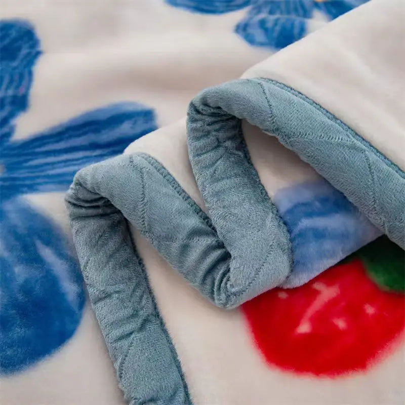 Winter Mink Blankets For Beds Soft Warm Double Layer 150*200Cm Cartoon Floral Pattern Faux Fur Thick Plaid Blankets.