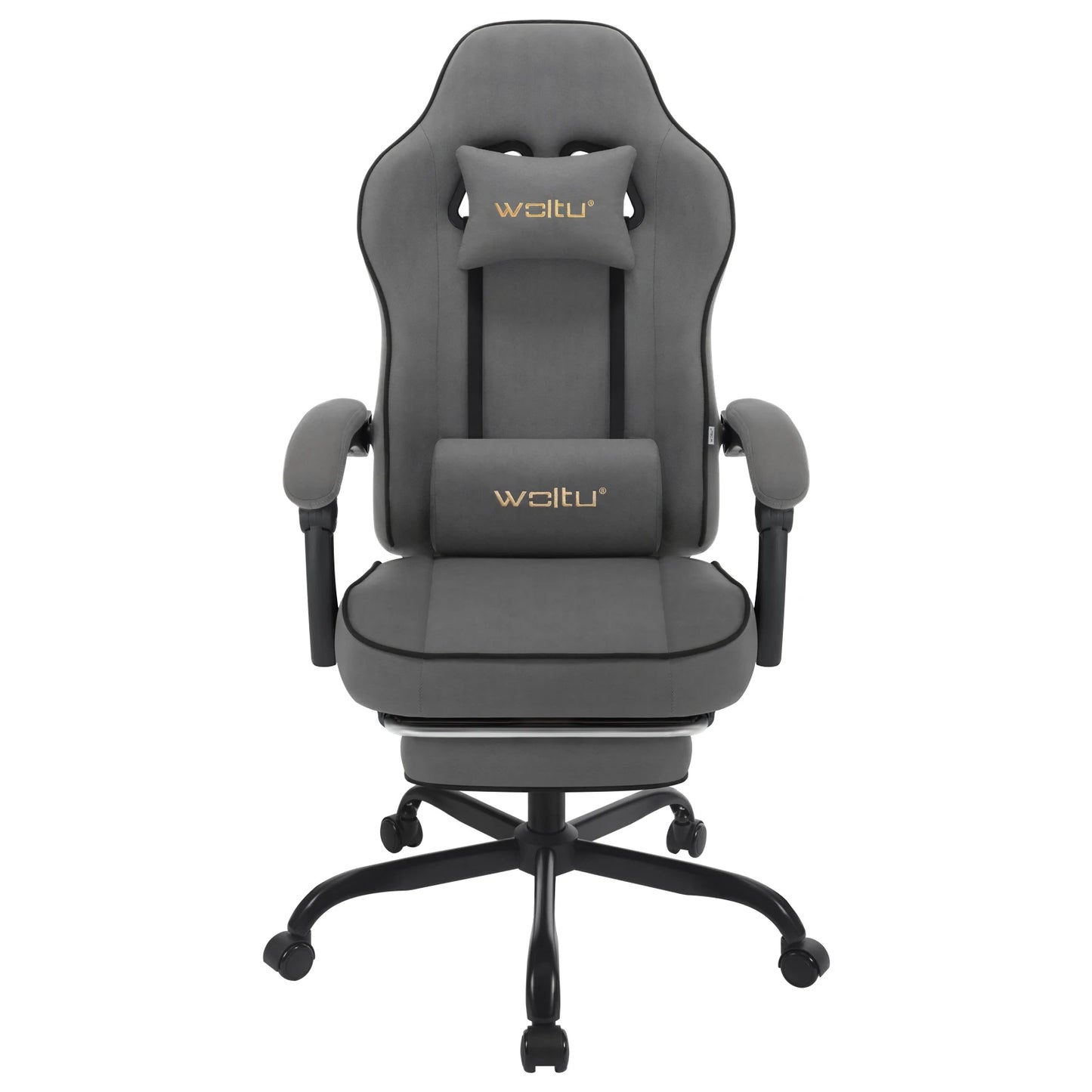WOLTU Drehbarer Gamer-Stuhl, Gaming-Stuhl, ergonomischer Büro-Computerstuhl mit Lendenkissen, Fußstütze