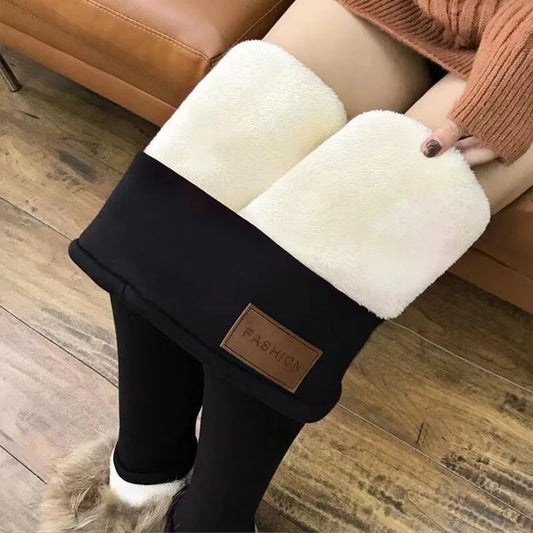 Ultra dicke Imitation Lamm Kaschmir künstliche Samt Leggings, Winter Plüsch verdickte hoch taillierte lange Hosen, warme Hosen