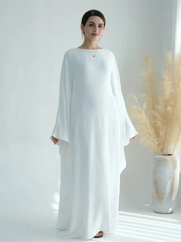 Ramadan Eid Cotton Linen Abaya Turkey Islam Muslim Maxi Dress Prayer Clothes Women Kaftan Kebaya Caftan Robe Femme Musulmane