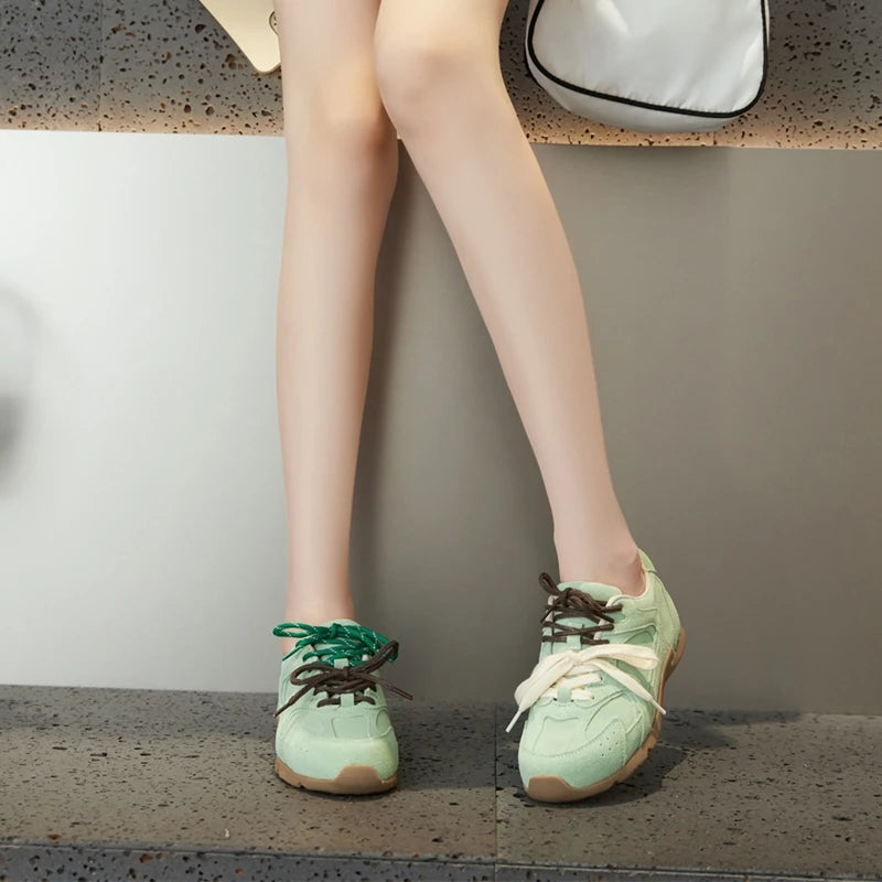 AIYUQI Women Sneakers New Genuine Leather Retro German Training Shoes Women Winter Velvet Fur Flat Casual Shoes Women.