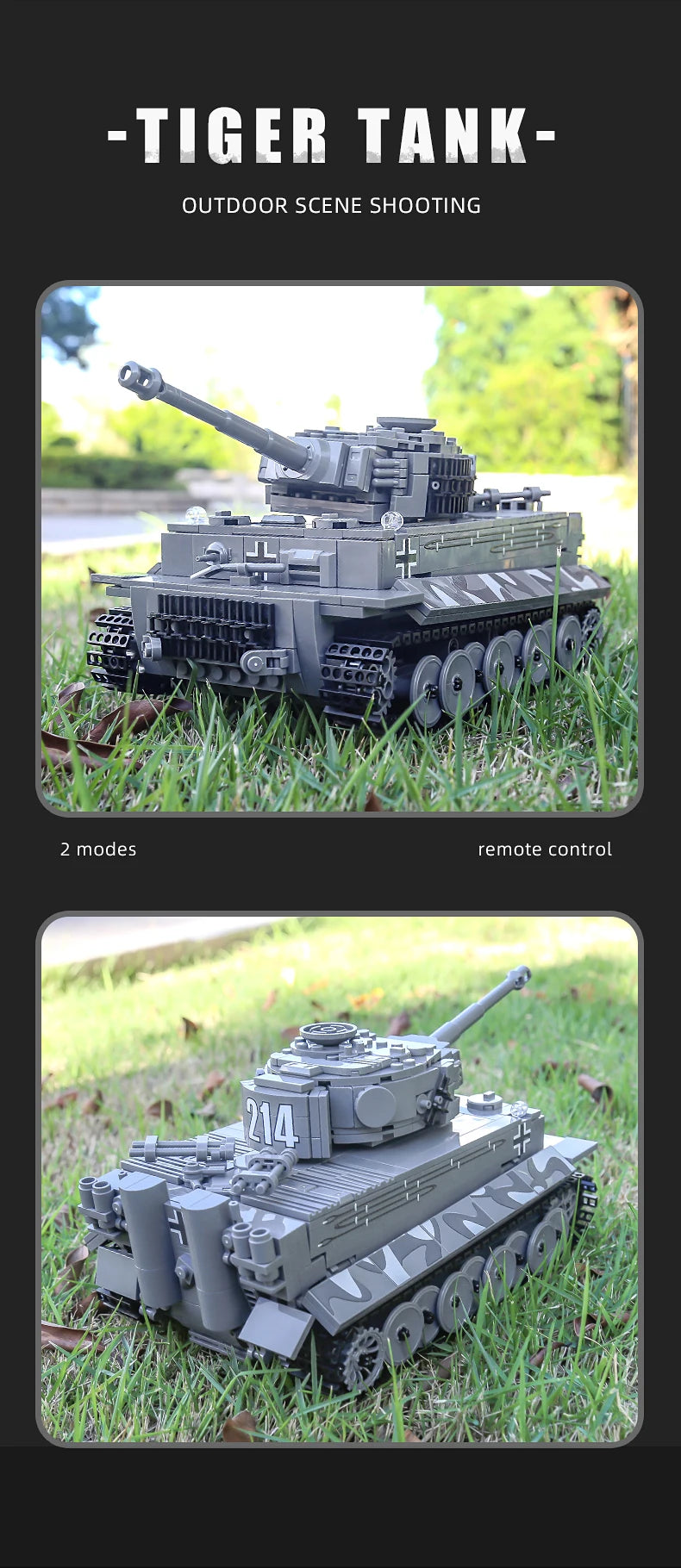 Mould King 20014 Military Toys The APP&RC Motorized Tiger Tank Model Assembly Technical Car Building Block Kids Christmas Gifts.