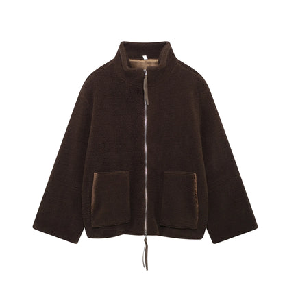 Winter Fleece frauen Mantel Zipper Stehkragen Lose Verdickt Mantel frauen Herbst Warme Neue Casual Trendy frauen Mantel