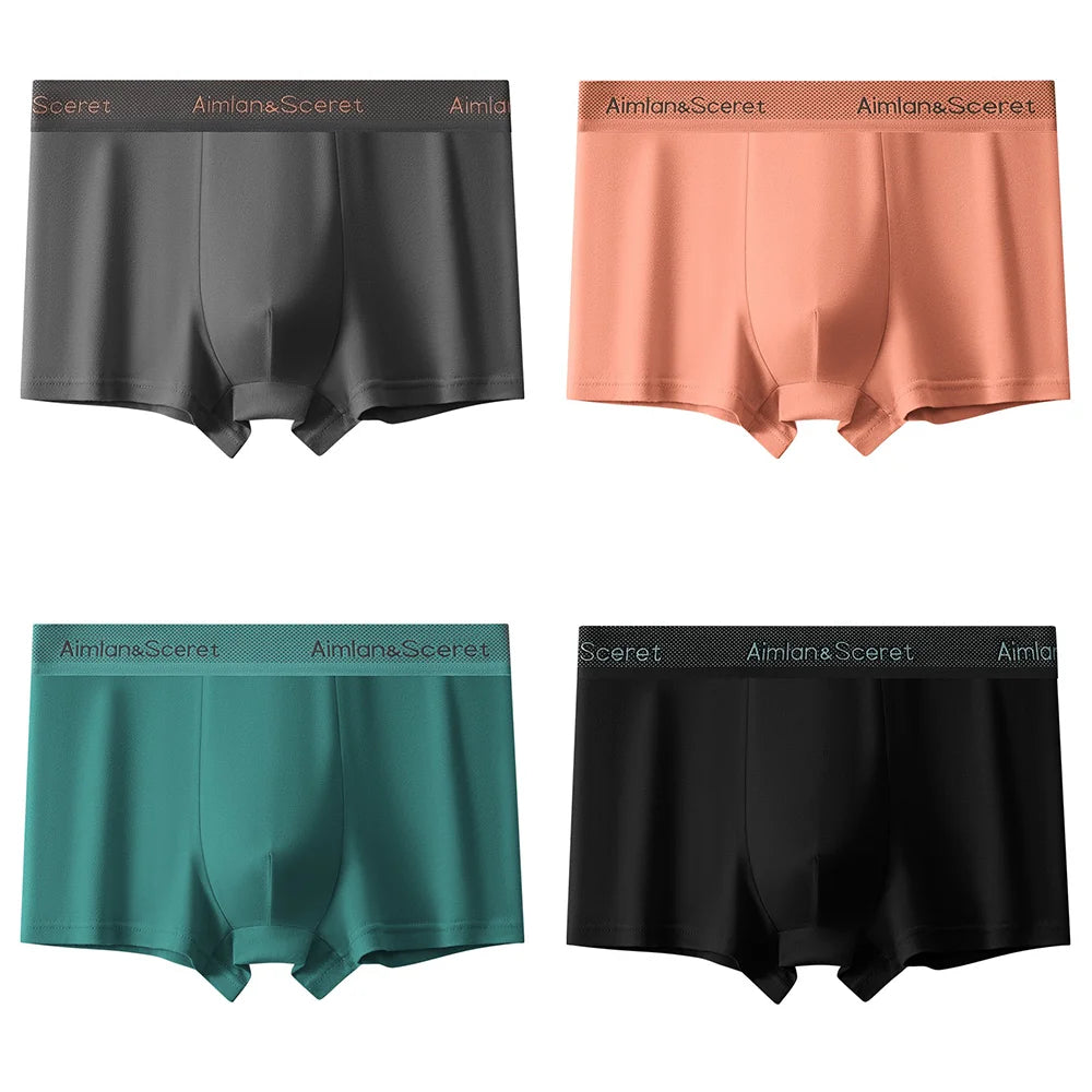 4Pcs Männer Unterwäsche Sportliche Boxer Plus Größe Jugend Boxer Shorts Bequeme Atmungsaktive Flache Hosen männer Quadratische Höschen Slip geschenk