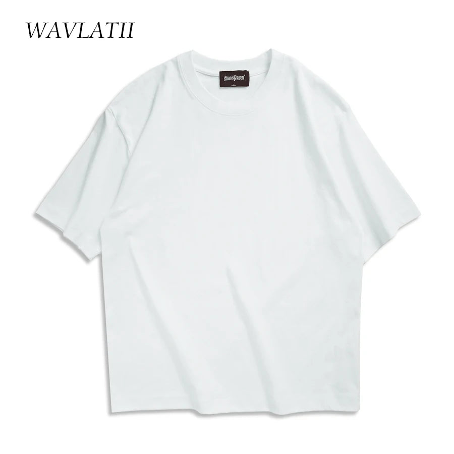 WAVLATII Oversized Summer T shirts for Women Men Brown Casual Female Korean Streetwear Tees Unisex Basic Solid Young Cool Tops.