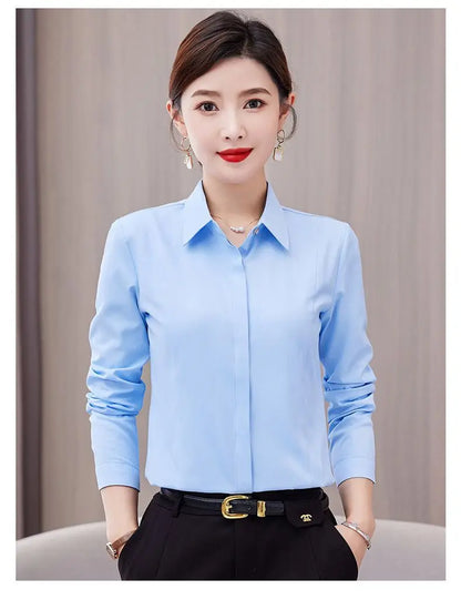 White Shirt Long-sleeved Slim Shirt Korean Style Professional Work Clothes Work Clothes