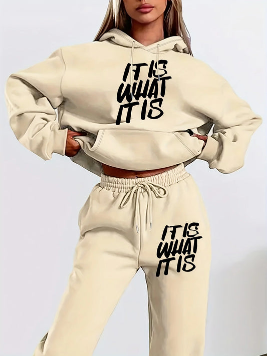 Damen Herbst Winter Kleidung Hoodies Sweatshirt Trackpants 2-teiliges Set Baumwolle Mode Kordelzug Übergroßer Pullover und Hose