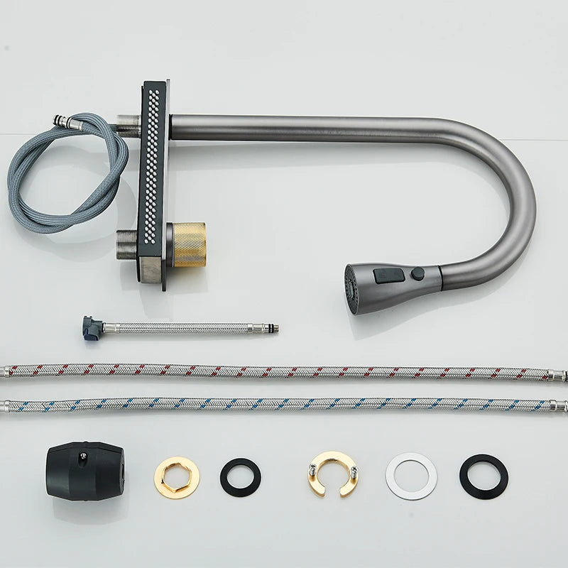 304 High 1uity intelligente Digital anzeige Wasserfall Küchen spüle großer Einzels chlitz integrierte Digital anzeige Wasserhahn Set