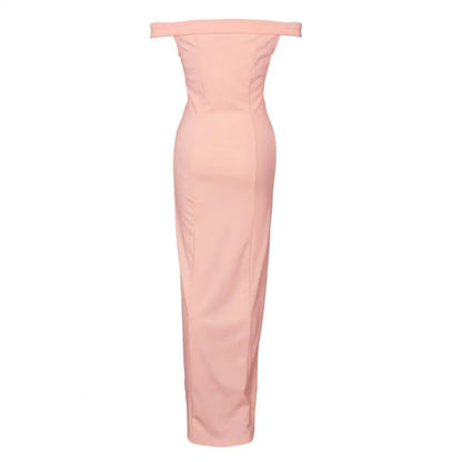 Trägerloses, schulterfreies Damenkleid, Abendkleid, tief ausgeschnittenes, ärmelloses, schmal geschnittenes Boycon-Kleid mit geteiltem Saum, Bankett-Party-Maxikleid