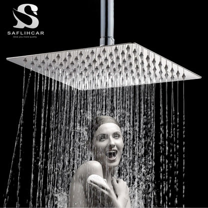 Bathroom Shower Head Chrome Ultrathin Rainfall Bath Head Wall Mounted Stainless Steel Bathroom Shower Accessories