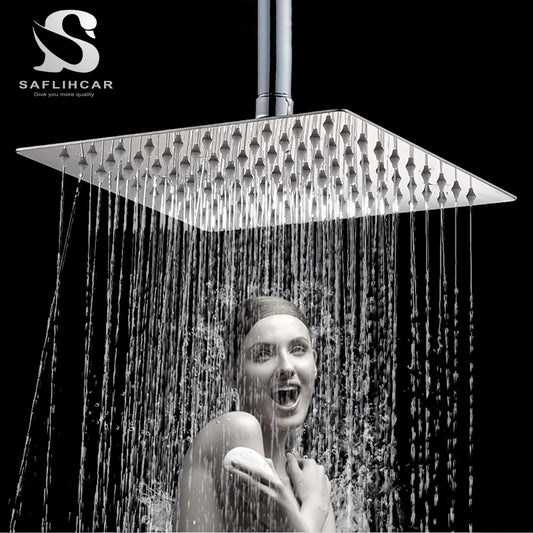 Bathroom Shower Head Chrome Ultrathin Rainfall Bath Head Wall Mounted Stainless Steel Bathroom Shower Accessories