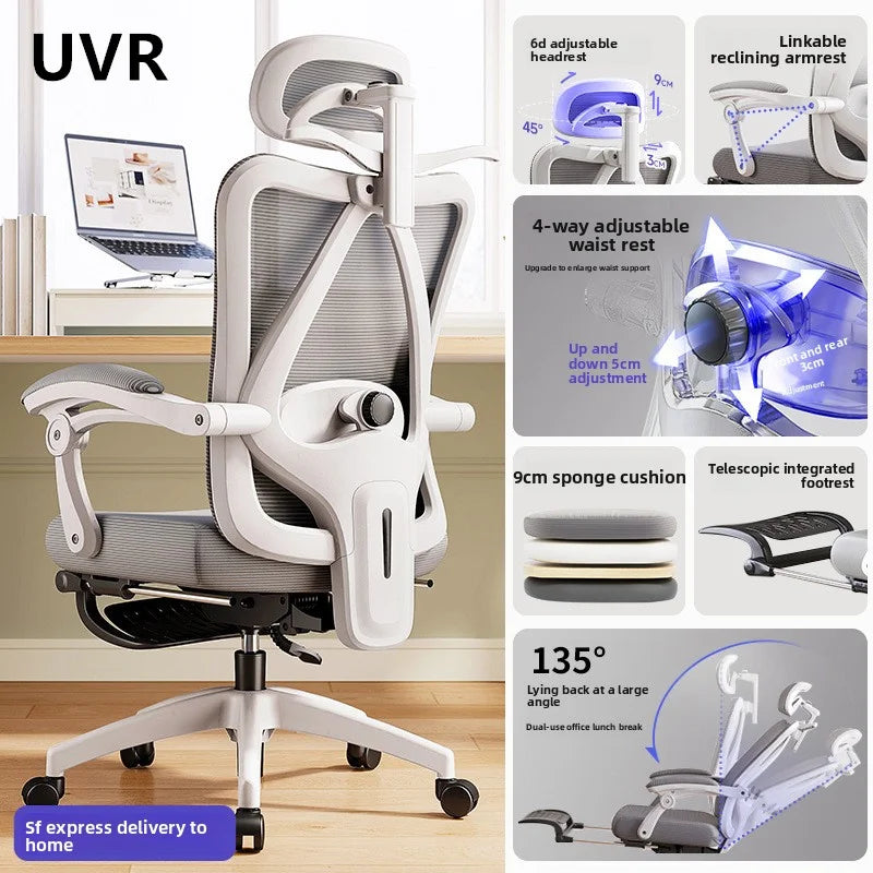 UVR Gaming-Computerstuhl, ergonomisches Design, Sessel, bequemer Mesh-Personenstuhl, Feldverstellbarer Drehstuhl, Bürostuhl